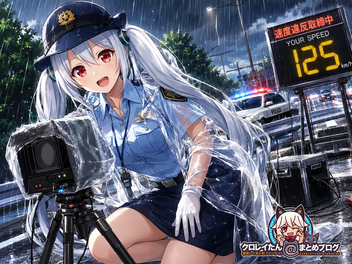 雨天時の移動オービスを使った取締の様子イラスト