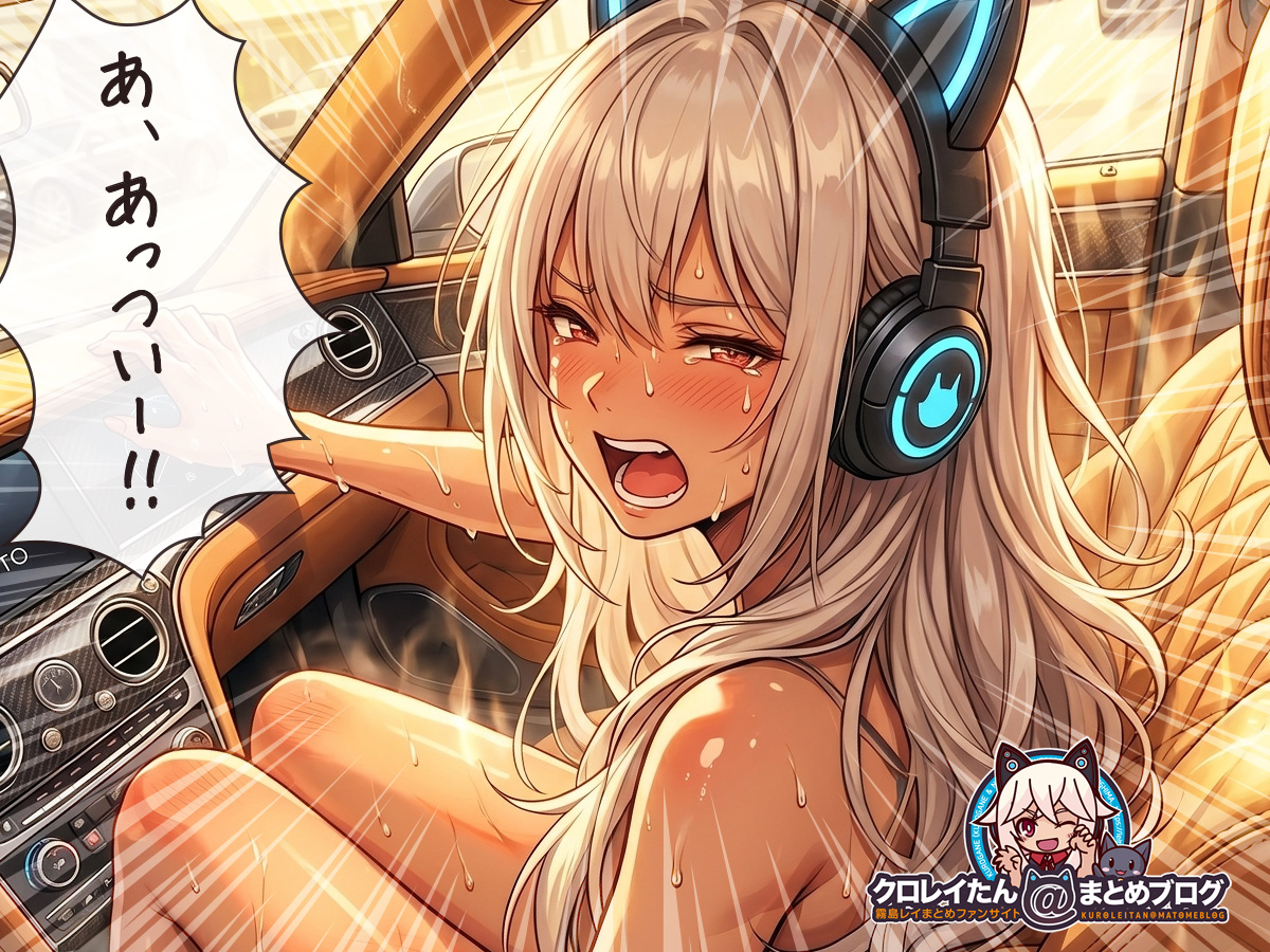 夏の暑さで高温になった高級レザーシートに悶絶するクロガネのイメージ画像