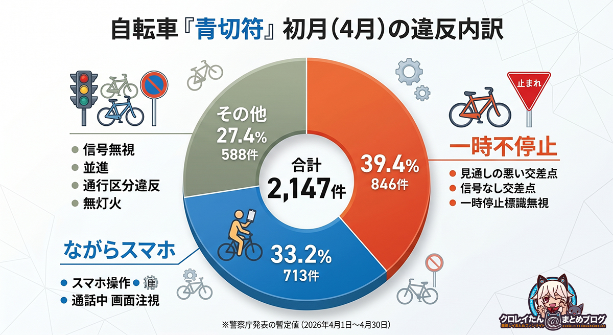 自転車青切符初月違反内訳