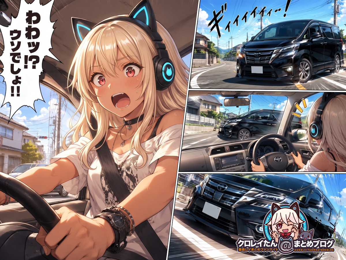 進行を邪魔するように割り込んで来た右折車にびっくりするクロガネちゃん